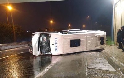 İstanbul Ümraniye’de Servis Minibüsü Devrildi: 7 Kişi Yaralandı