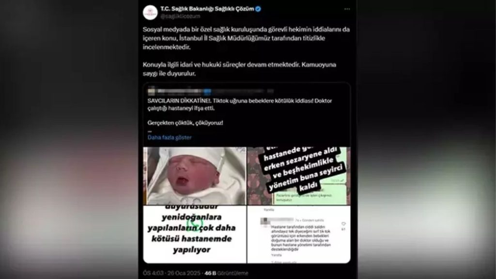 İstanbul'da doktorun erken doğum İddiaları sağlık bakanlığı tarafından İnceleniyor