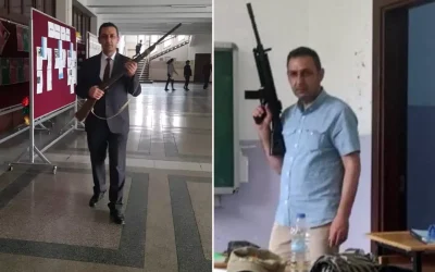 Lisede tüfekle sınıfa giren müdür yardımcısı şok etkisi yarattı