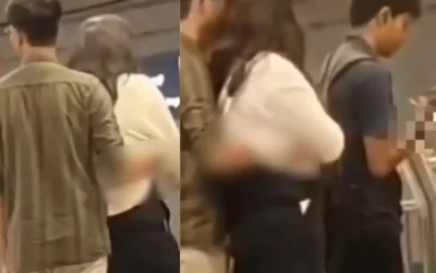 Metroda rahatsızlık veren çift yolcuları kızdırdı