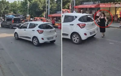 Savunması gölgede kalan sürücü yola aracını park etti