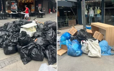 İzmir’de grev krizi devam ediyor, sokaklar çöp yığıyla dolu.