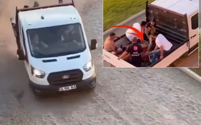 Kamyonetin içinden korkunç manzara