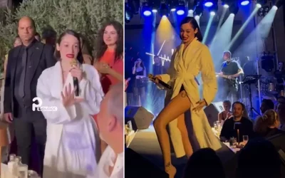 Uçakta valizi kaybolan Alya, bornozla sahneye çıktı.