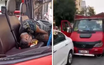 Safari sırasında baygınlık geçiren sürücü park halindeki araçlara çarptı
