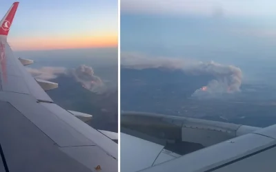 Sakarya’daki Dev Orman Yangını, Uçaktan Görüntülendi