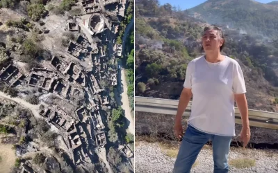 Çelik arazi aracıyla yangın bölgesine ulaştı, durumu aktardı