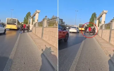 Sürücüyü yumruklayan kişinin şok edici anları!