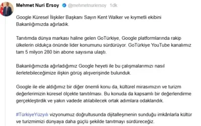 GoTürkiye YouTube Kanalı 5M Aboneye Ulaştı