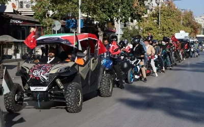 Gaziantep’te Filistin’e destek için yürüyüş yapıldı.