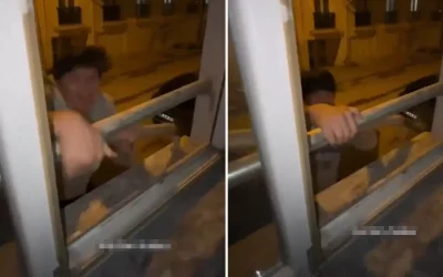 Pencereden kaçmaya çalışan öğrenci, kabusunu yaşadı.