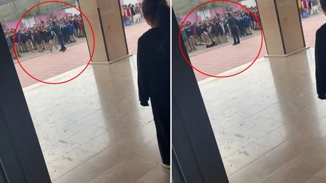 Bursa’da Ortaokul Müdürü Öğrenciyi Yere Savurdu O Anlar Kamerada